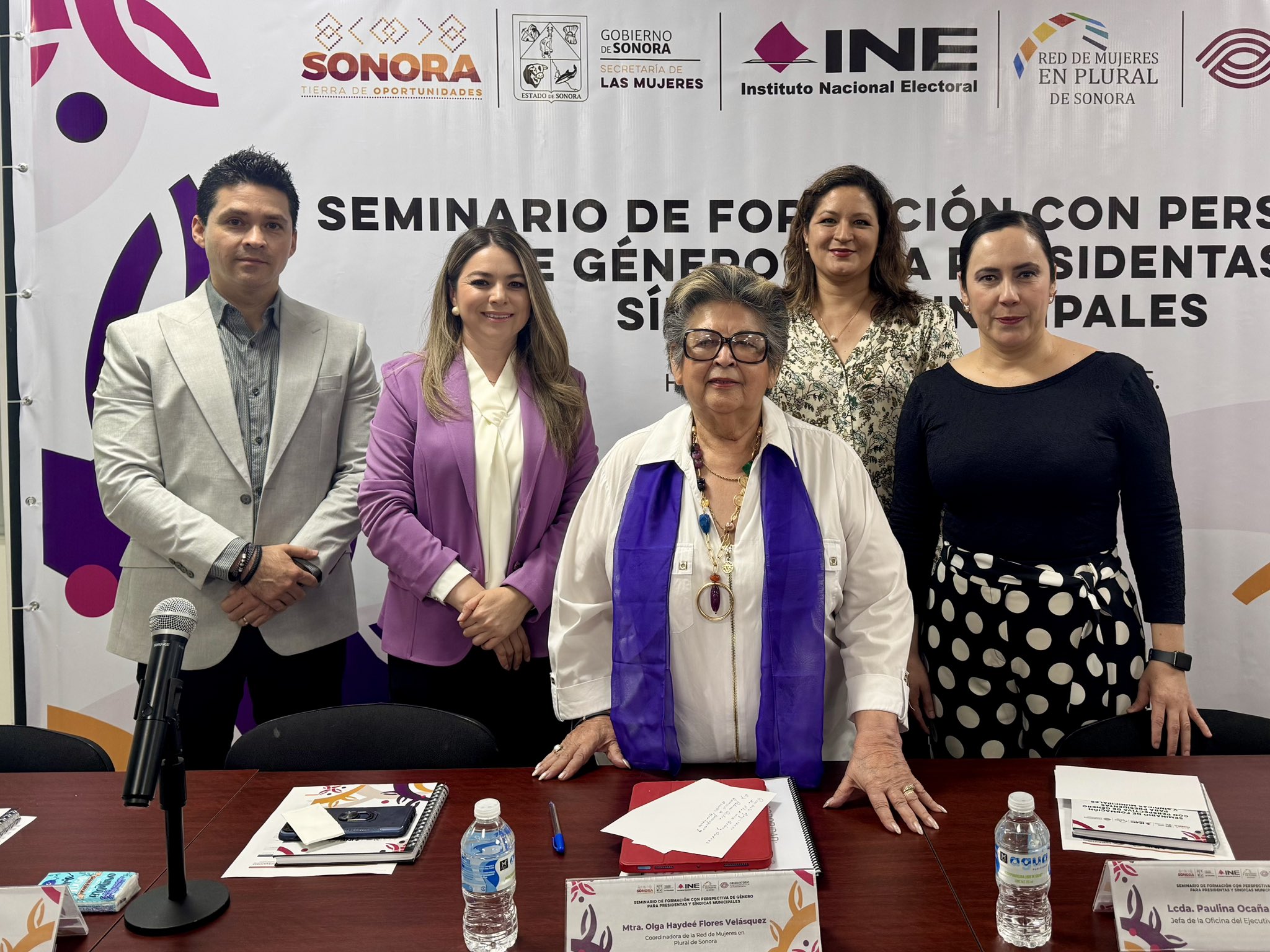 Las magistraturas Alejandra Velarde, Ana Maribel Salcido, y el presidente Vladimir Gómez, asistieron al Seminario “Formación con Perspectiva de Género”